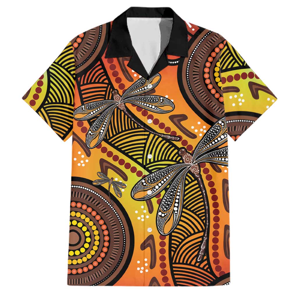 Australian Dragonfly Indigenous Art Family Matching Long Sleeve Bodycon Dress and Hawaiian Shirt