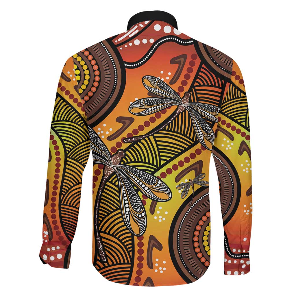 Australian Dragonfly Indigenous Art Family Matching Long Sleeve Bodycon Dress and Hawaiian Shirt