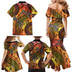 Australian Dragonfly Indigenous Art Family Matching Mermaid Dress and Hawaiian Shirt