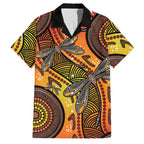 Australian Dragonfly Indigenous Art Family Matching Off The Shoulder Long Sleeve Dress and Hawaiian Shirt