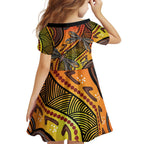 Australian Dragonfly Indigenous Art Family Matching Off Shoulder Maxi Dress and Hawaiian Shirt