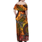 Australian Dragonfly Indigenous Art Family Matching Off Shoulder Maxi Dress and Hawaiian Shirt