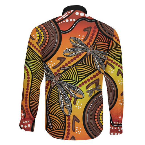 Australian Dragonfly Indigenous Art Family Matching Off Shoulder Short Dress and Hawaiian Shirt