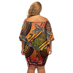 Australian Dragonfly Indigenous Art Family Matching Off Shoulder Short Dress and Hawaiian Shirt