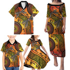 Australian Dragonfly Indigenous Art Family Matching Puletasi and Hawaiian Shirt