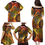 Australian Dragonfly Indigenous Art Family Matching Puletasi and Hawaiian Shirt