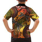 Australian Dragonfly Indigenous Art Family Matching Short Sleeve Bodycon Dress and Hawaiian Shirt
