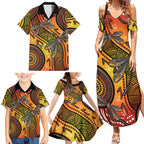 Australian Dragonfly Indigenous Art Family Matching Summer Maxi Dress and Hawaiian Shirt