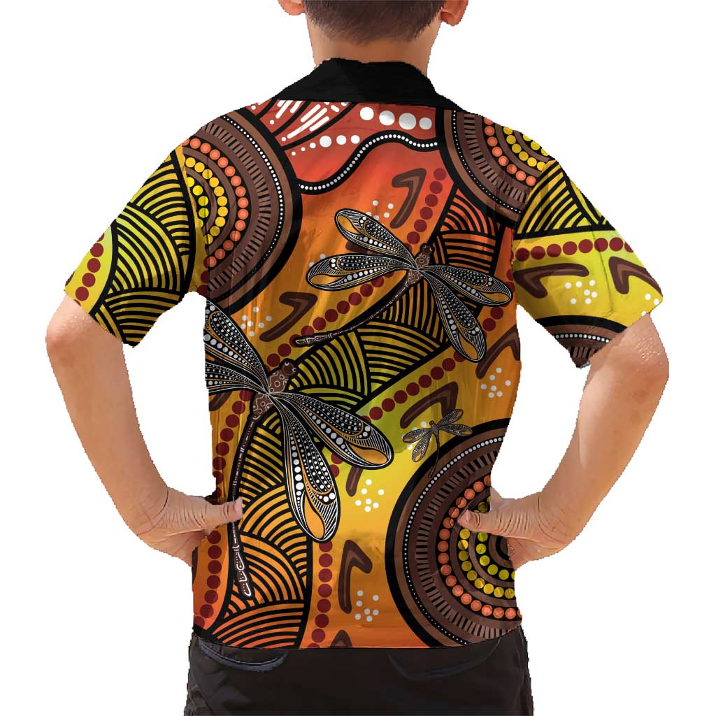 Australian Dragonfly Indigenous Art Family Matching Summer Maxi Dress and Hawaiian Shirt