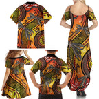 Australian Dragonfly Indigenous Art Family Matching Summer Maxi Dress and Hawaiian Shirt