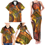 Australian Dragonfly Indigenous Art Family Matching Tank Maxi Dress and Hawaiian Shirt