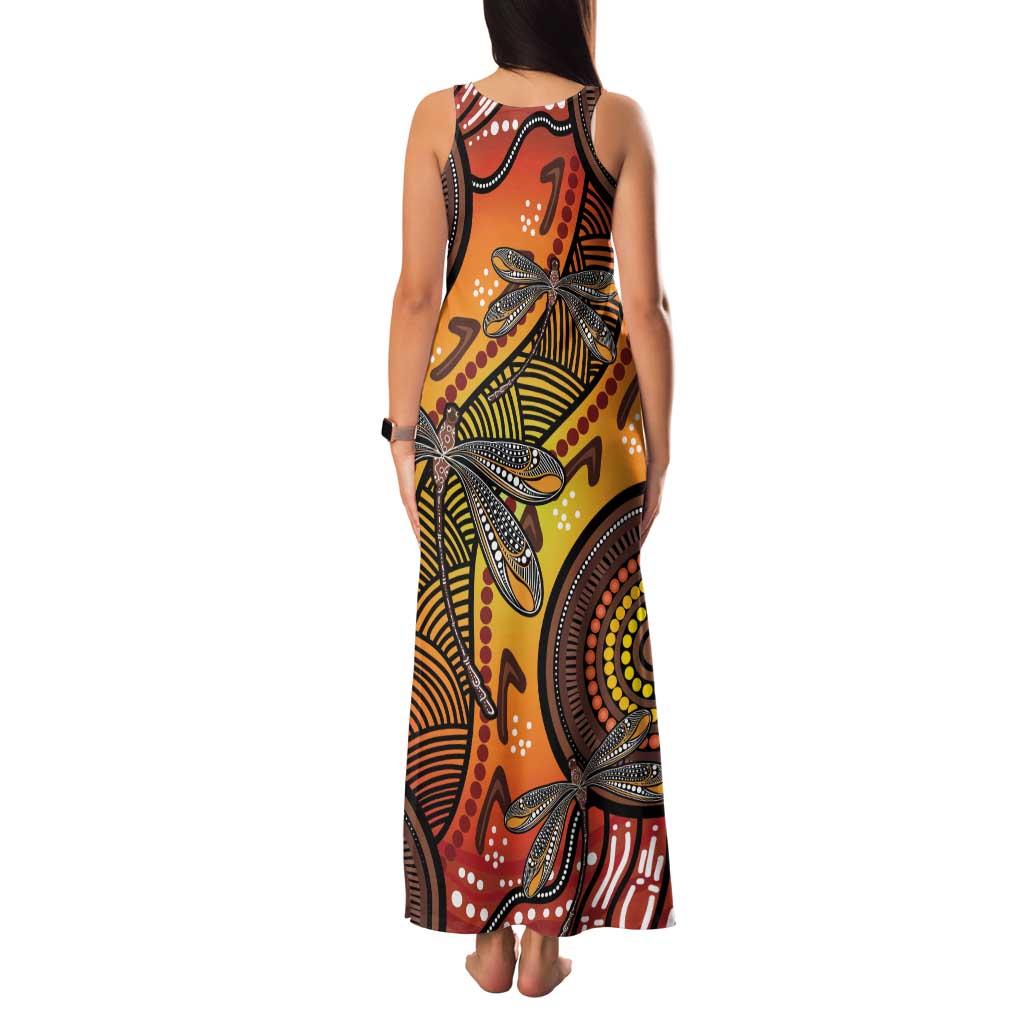 Australian Dragonfly Indigenous Art Family Matching Tank Maxi Dress and Hawaiian Shirt