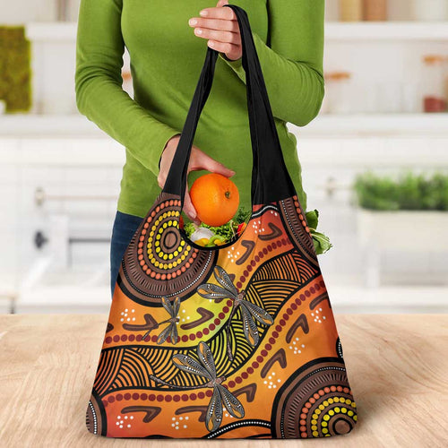 Australian Dragonfly Indigenous Art Grocery Bag
