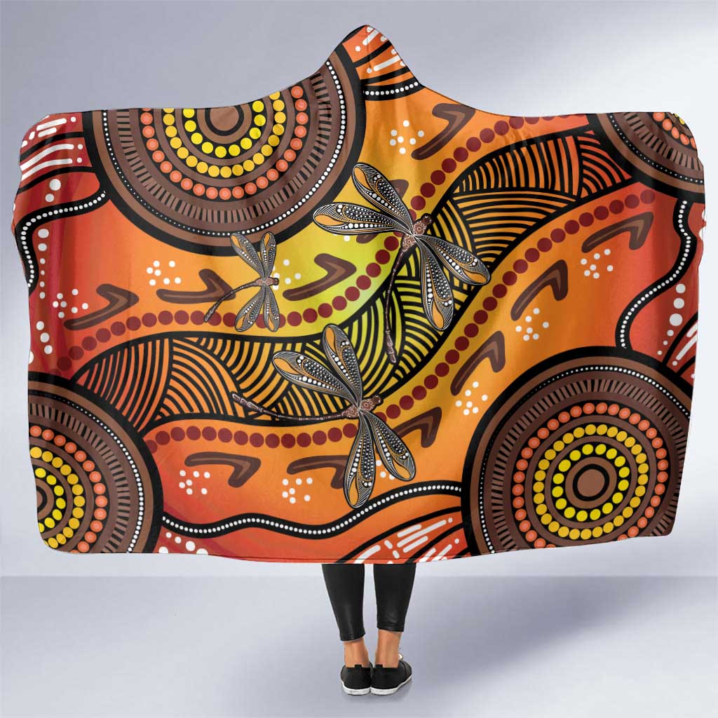 Australian Dragonfly Indigenous Art Hooded Blanket