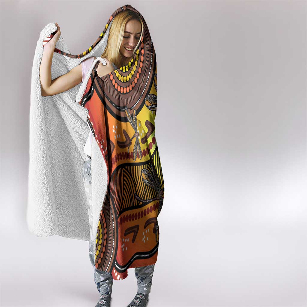Australian Dragonfly Indigenous Art Hooded Blanket