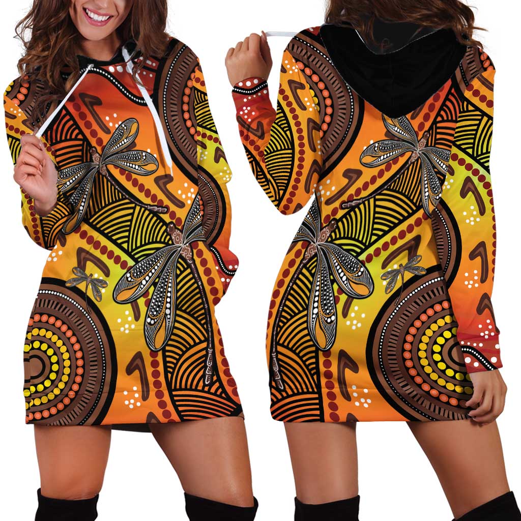 Australian Dragonfly Indigenous Art Hoodie Dress