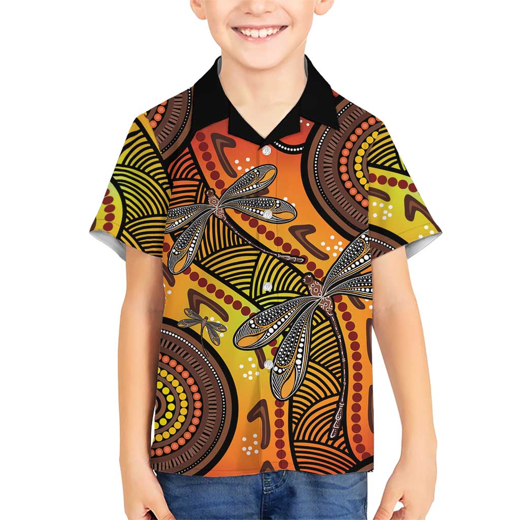 Australian Dragonfly Indigenous Art Kid Hawaiian Shirt