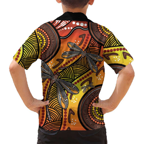 Australian Dragonfly Indigenous Art Kid Hawaiian Shirt