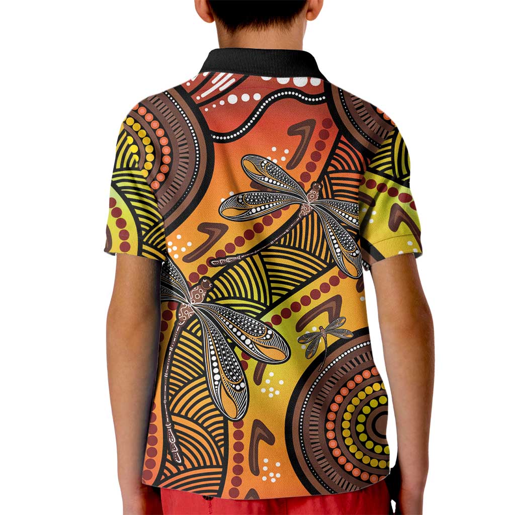 Australian Dragonfly Indigenous Art Kid Polo Shirt