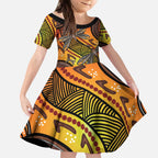 Australian Dragonfly Indigenous Art Kid Short Sleeve Dress