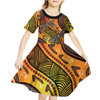 Australian Dragonfly Indigenous Art Kid Short Sleeve Dress