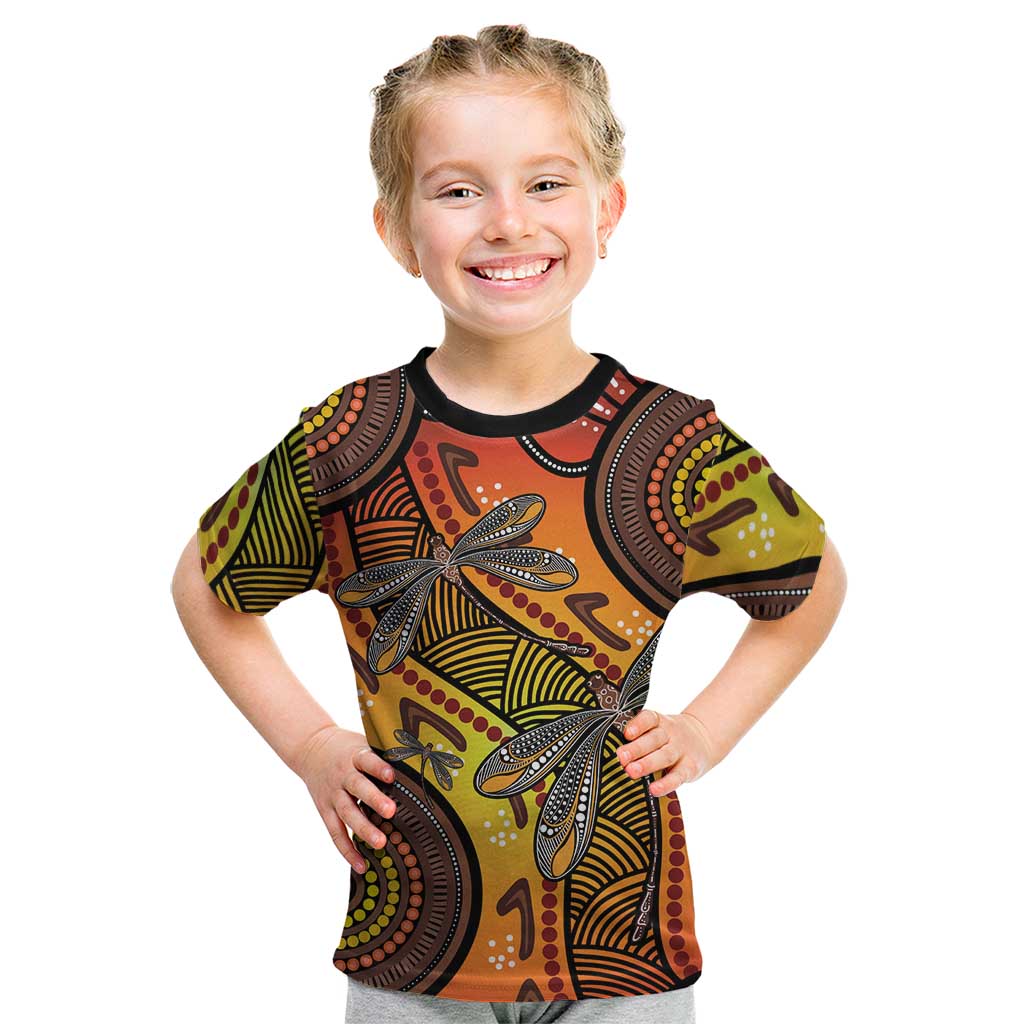 Australian Dragonfly Indigenous Art Kid T Shirt