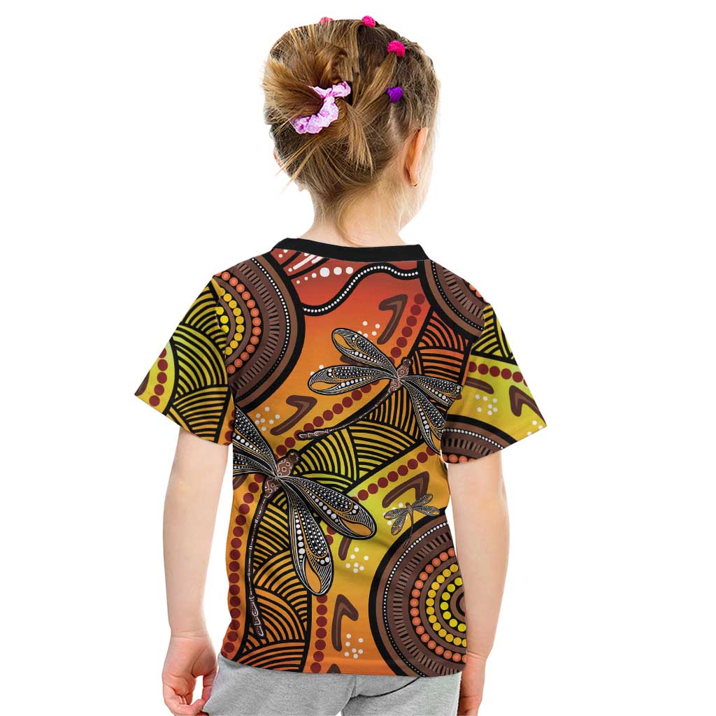Australian Dragonfly Indigenous Art Kid T Shirt