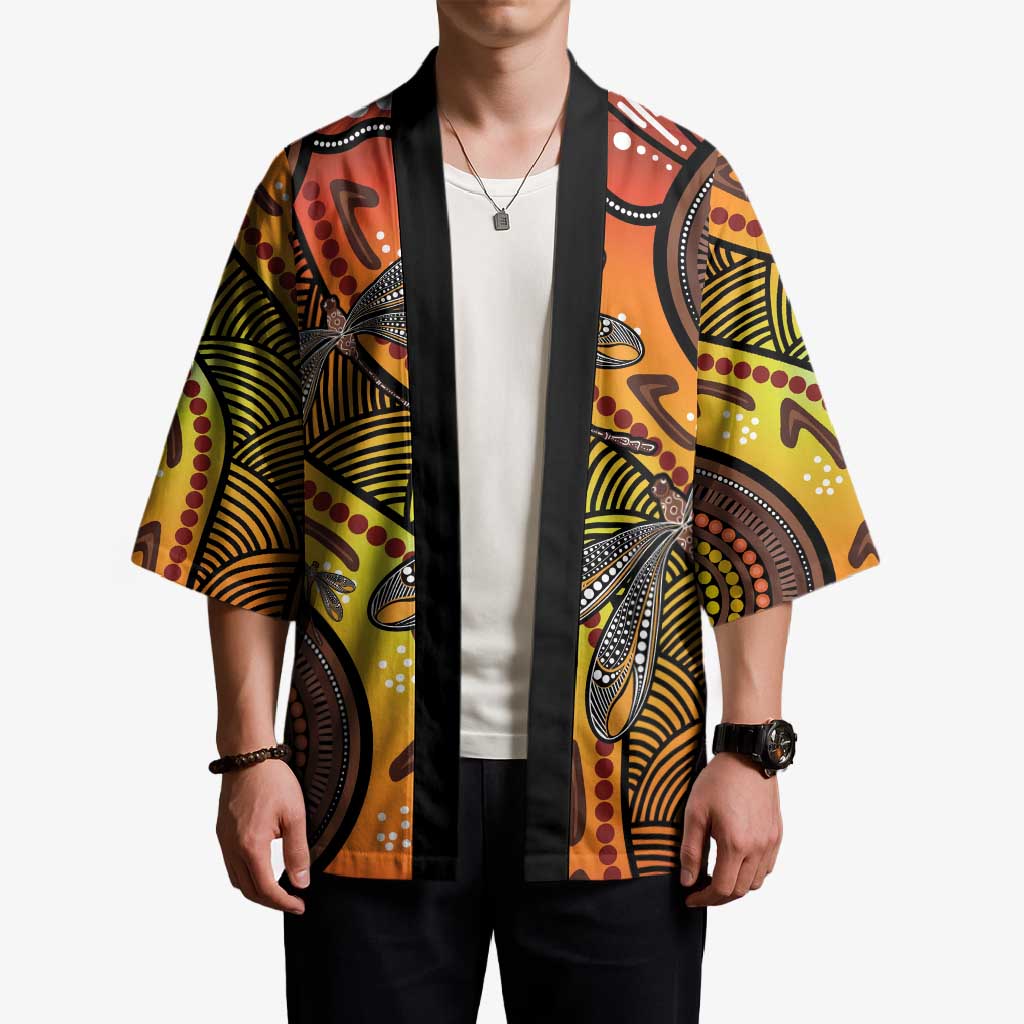 Australian Dragonfly Indigenous Art Kimono