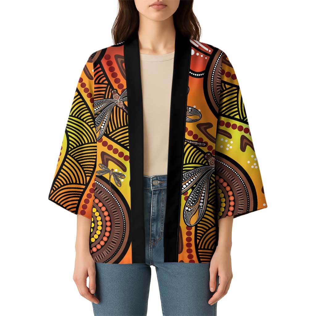 Australian Dragonfly Indigenous Art Kimono