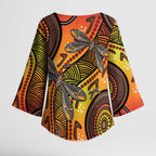 Australian Dragonfly Indigenous Art Kimono Sleeve Blouse