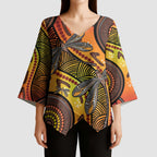 Australian Dragonfly Indigenous Art Kimono Sleeve Blouse