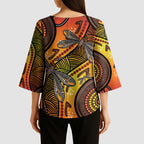 Australian Dragonfly Indigenous Art Kimono Sleeve Blouse