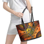 Australian Dragonfly Indigenous Art Leather Tote Bag