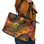 Australian Dragonfly Indigenous Art Leather Tote Bag