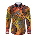 Australian Dragonfly Indigenous Art Long Sleeve Button Shirt