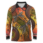 Australian Dragonfly Indigenous Art Long Sleeve Polo Shirt
