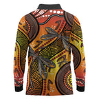 Australian Dragonfly Indigenous Art Long Sleeve Polo Shirt