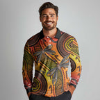 Australian Dragonfly Indigenous Art Long Sleeve Polo Shirt