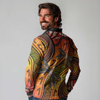 Australian Dragonfly Indigenous Art Long Sleeve Polo Shirt
