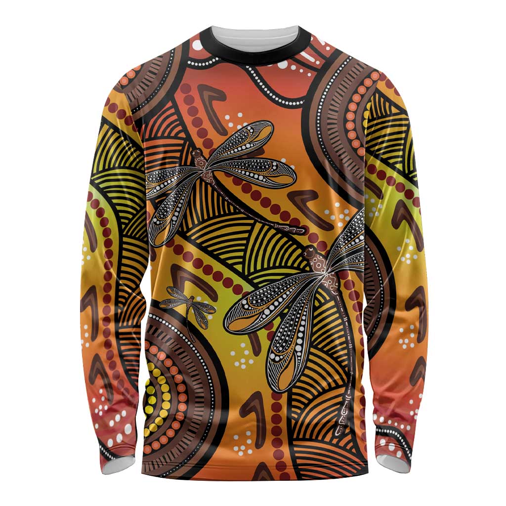 Australian Dragonfly Indigenous Art Long Sleeve Shirt
