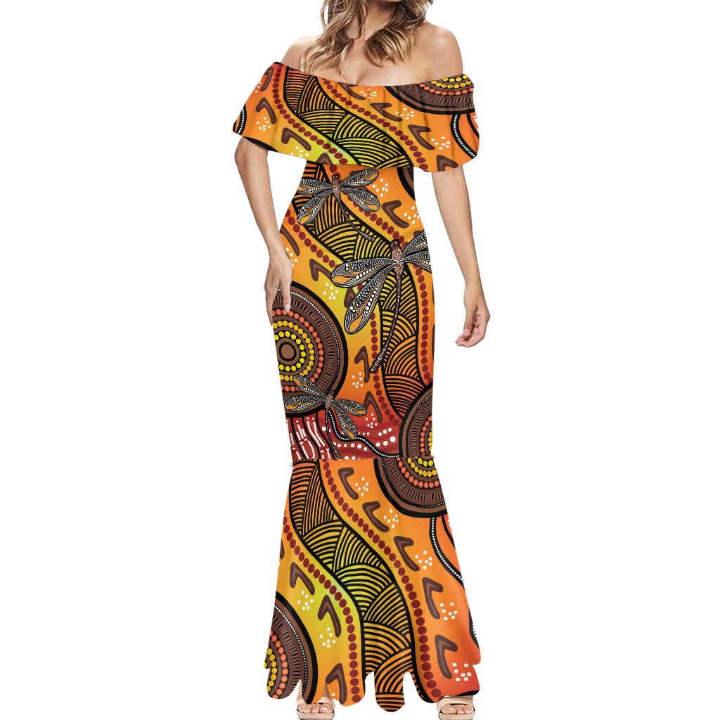 Australian Dragonfly Indigenous Art Mermaid Dress