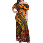 Australian Dragonfly Indigenous Art Off Shoulder Maxi Dress