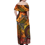 Australian Dragonfly Indigenous Art Off Shoulder Maxi Dress