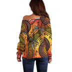 Australian Dragonfly Indigenous Art Off Shoulder Sweater