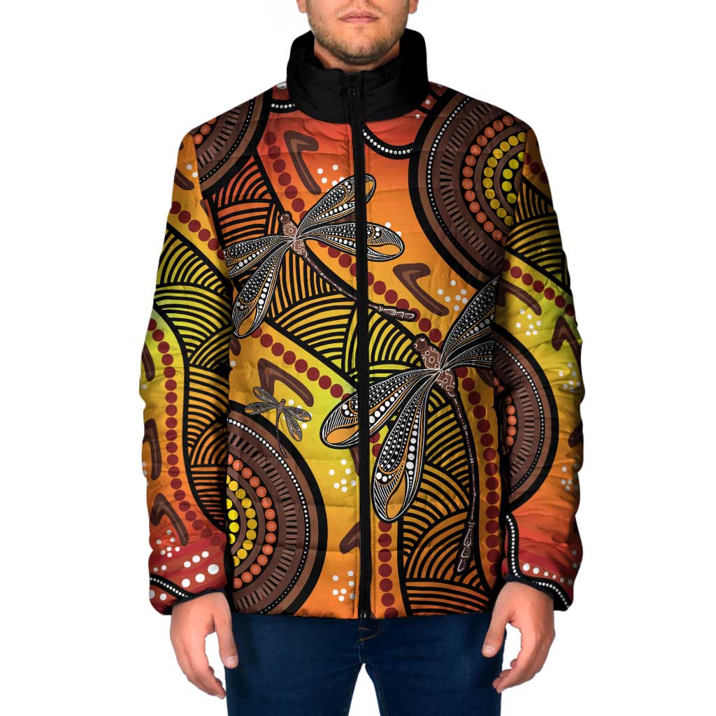 Australian Dragonfly Indigenous Art Padded Jacket