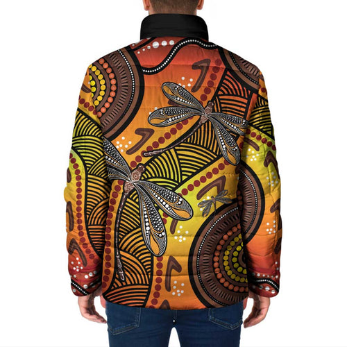 Australian Dragonfly Indigenous Art Padded Jacket