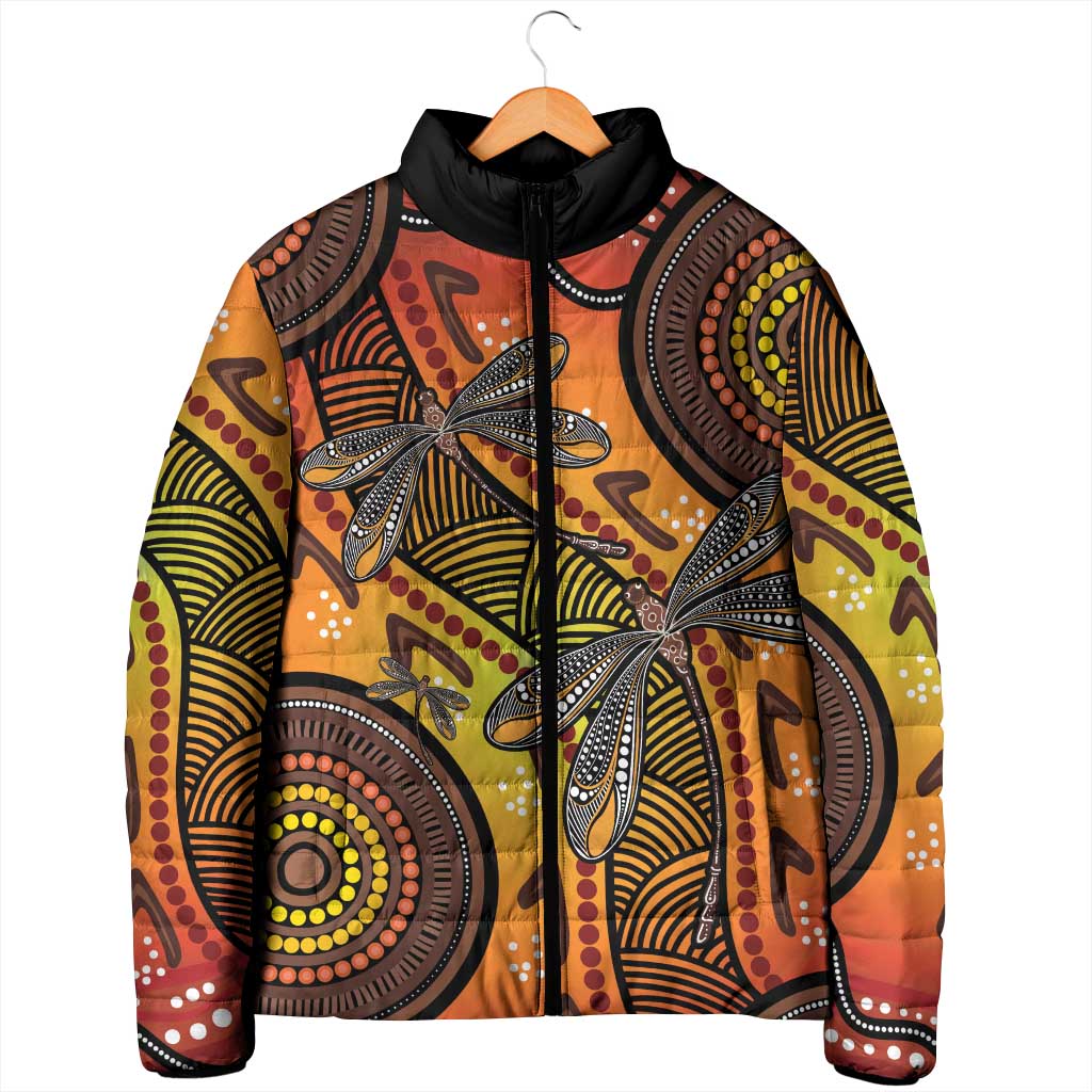 Australian Dragonfly Indigenous Art Padded Jacket