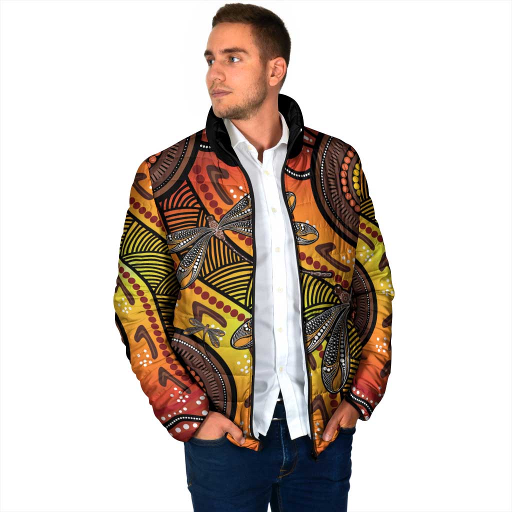 Australian Dragonfly Indigenous Art Padded Jacket