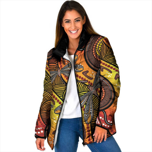 Australian Dragonfly Indigenous Art Padded Jacket