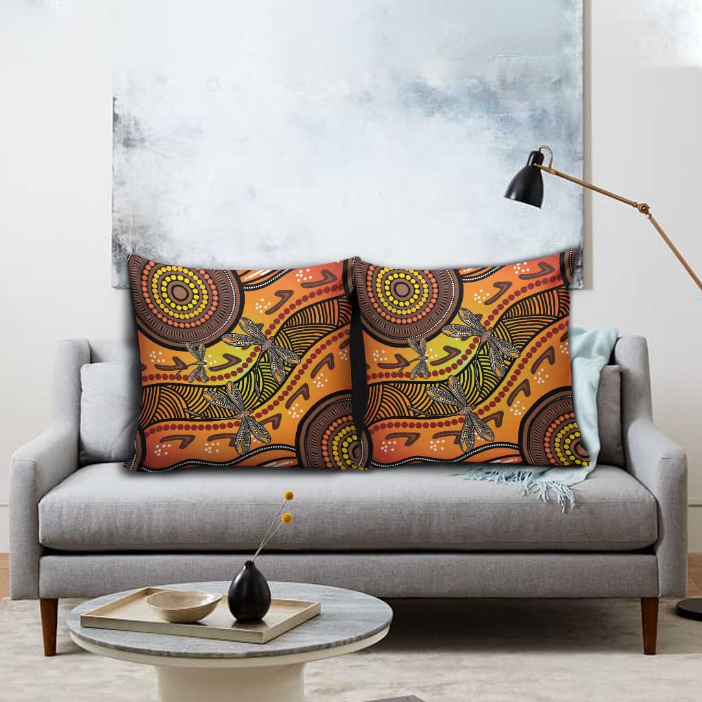 Australian Dragonfly Indigenous Art Pillow Cover